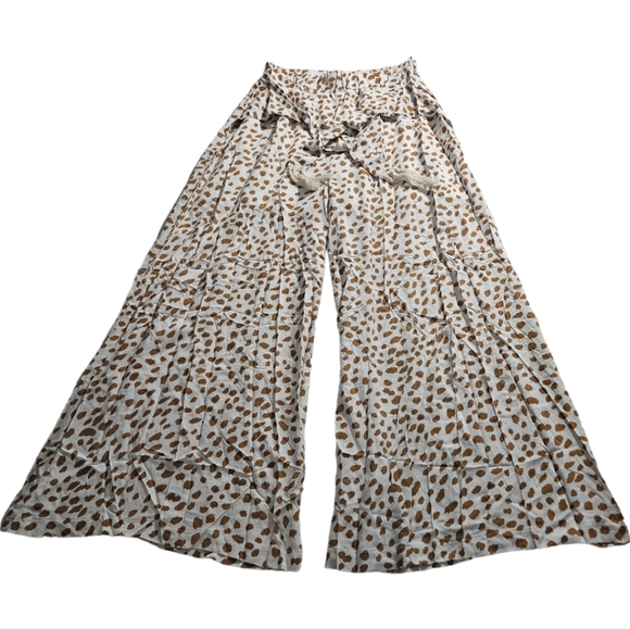 Simple Leopard Print Pants Summer High Waisted Flare Palazzo Pants - Picture 2 of 4